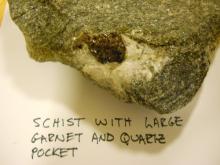 Schist with a very large garnet