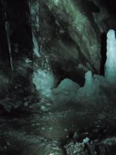 The cold water dripping forms Stalactites and Stalagmites