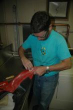 Rob fixing drysuit