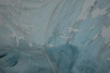 Blue hues in glacier ice