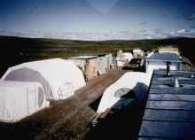Early photo of Toolik Field Station located on runway of old Toolik Camp