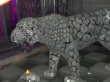 Leopard carved from ice in the Chena Hot Springs Ice Museum