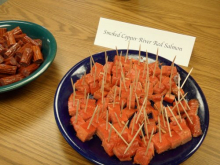 Smoked salmon served at a potluck lunch at the ARCUS office