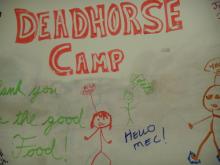 message board at Deadhorse Camp with hello to MEC