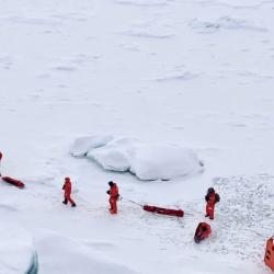 How did the team of #MOSAiCexpedition find the right floe for the ice drift through the Arctic Ocean?  [Read about here](https://blogs.helmholtz.de/polarstern/en/2019/10/mapping-floes/). Photo by Sebastian Grote