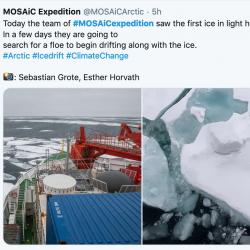 Instagram post from MOSAiC expedition showing the start of sea ice.