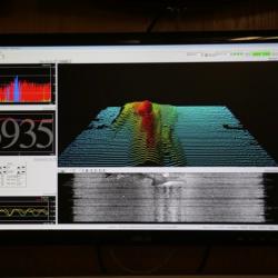 The multibeam screen reveals the topography of the seafloor