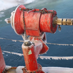 Ice freezes on every surface of the R/V Nathaniel B. Palmer