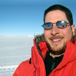 Selfie picture taken outside the Amundsen-Scott South Pole Station.