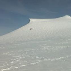Helicopter at the Mt. Hunter Ice Divide