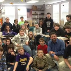 Researcher Campbell visits his K-8 elementary school, Nobleboro, Maine