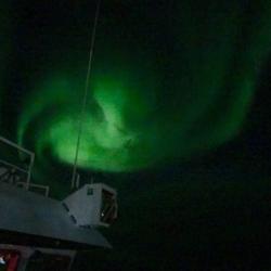 Aurora over the Beaufort Sea onboard the R/V Sikuliaq!