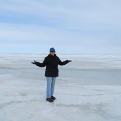 Lisa Seff standing on the Arctic Ocean sea ice edge in Barrow Alaska.