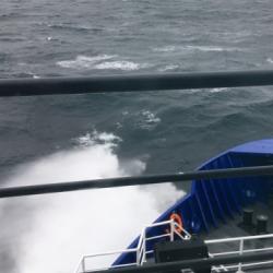 Rough seas off the bow of the R/V Sikuliaq! September 6, 2017.