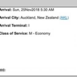 Flight info Houston to Auckland