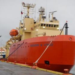 Antarctic Research Vessel Laurence M. Gould docked in Punta Arenas