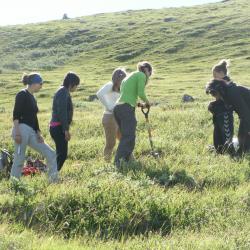 Students digging for Permafrost