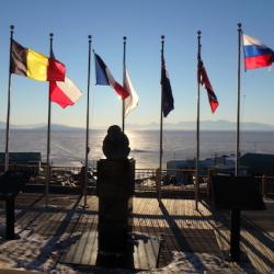 flags at chalet